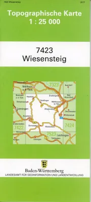 Obrázok produktu pre Topografická mapa Bádenska-Württemberska Wiesensteig