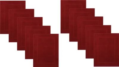 Produktbild von Betz 10 Stück Badvorleger 50x70 cm PREMIUM Badematte Badteppich Duschvorleger 100% Baumwolle 650g/m²  Farbe: dunkelrot