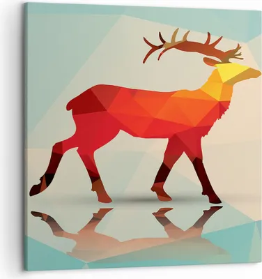 Produktbild von Bild auf Leinwand - Leinwandbild - Hirsch Illustration modern Grafik - 50x50cm - Wand Bild - Wanddeko - Leinwanddruck - Bilder - Kunstdruck - Leinwand bilder - Wandkunst - AC50x50-2811