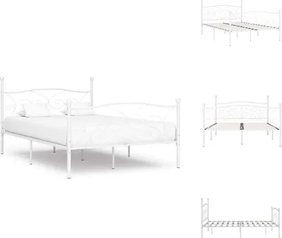Immagine prodotto di vidaXL Struttura letto con rete a doghe in metallo bianco 140 × 200 cm - Letti e strutture letto