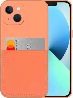 Produktbild von Smartphonica iPhone 13 Silikonhülle mit Kartenhalter und weicher Innenseite - Orange