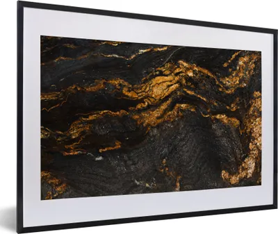 Produktbild von MuchoWow® Gerahmtes Poster Marmor - Limette - Schwarz - Gold - Marmoroptik - Luxus 60x40 cm - Poster mit Schwarzem Bilderrahmen Wandposter Rahmen Foto Bilder - Schlafzimmer - Plakat in Rahmen - Drucken