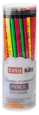 Obrázok produktu pre Trojhranná ceruzka s gumičkou, neonová, HB (48 ks) – Easy Stationery