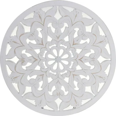 Produktbild von Ozdoba ścienna drewno biały 48 cm okrągły shabby wiejski dom ornament drewniany ornament drewniany obraz