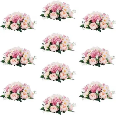 Produktbild von Famanu Kunstblumen 10 Stück - Rosa Seiden-Pfingstrose für Tischdekoration