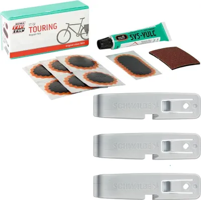 Produktbild von Tip Top Fahrrad Flickzeug TT 02 & Schwalbe Reifenheber Set Reifenreparatur Schlauchreparatur