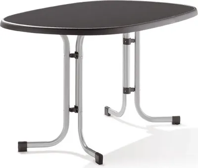 Produktbild von Tisch 252/G 140 x 90 cm grau Gestell aus Stahl in eisengrau, Tischplatte aus Mecalit®-Pro in anthrazit