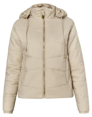Produktbild von Damen Jacke in Grau, Größe M, mit abnehmbarer Kapuze und leicht tailliertem Schnitt