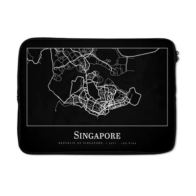 Produktbild von MuchoWow® Laptop Hülle 14 ZollSingapur - Karte - Stadtplan Laptoptasche - Laptoptasche - Stoßsicher - Schutzhaube