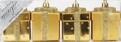 Produktbild von Kunststoff Geschenkbox 4 Stk 6.5cm Gold-Mix