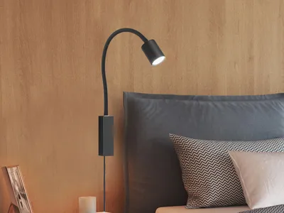 Produktbild von Fischer & Honsel Justi LED Bettleuchte Flex GU10 warmweiss schaltbar sandschwarz 30498