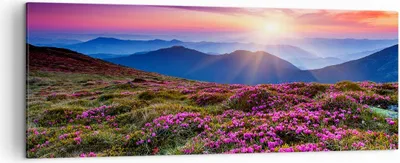 Produktbild von Bild auf Leinwand - Leinwandbild - Wiese Berg Himmel Landschaft - 140x50cm - Wand Bild - Wanddeko - Leinwanddruck - Bilder - Kunstdruck - Wanddekoration - Leinwand bilder - Wandkunst - AB140x50-2719