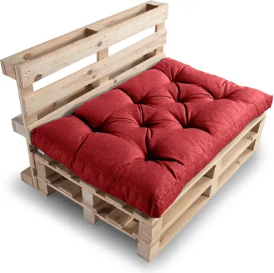 Image de Coussin de palette, Coussin de canapé de jardin, Coussin d'assise, N_PPI (Coussin d'assise 120x80, Rouge)