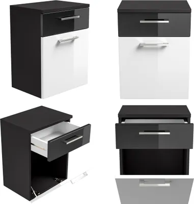 Produktbild von Unterschrank RIMAO-100 Hochglanz weiß, anthrazit, B/H/T: ca.:  40 x 53 x 30 cm
