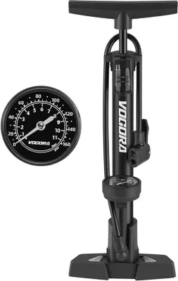 Produktbild von Famanu Fahrradpumpe für Presta- und Schrader-Ventile mit Druckmesser - 165 cm