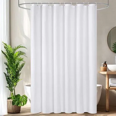 Produktbild von Unyqoos® weißer wasserdichter Textilduschvorhang mit schimmelfreiem und waschbarem Design