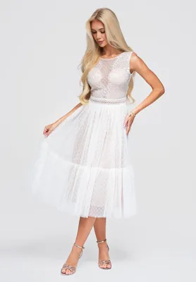 Produktbild von LARICA Kleid Midi Floral Romantisch LA-OM-DLR401 white S