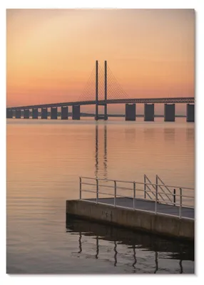Zdjęcie produktu dla PLAKAT – 42 x 59 cm (A2) – Kalio – Most o zachodzie słońca, styl minimalistyczny, ciepłe odcienie –  dekoracja ścienna do salonu, sypialni i przedpokoju, nowoczesny plakat, bez ramy