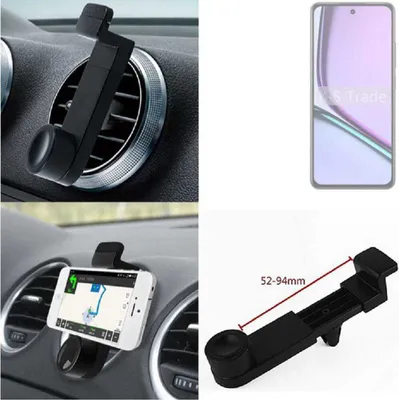Produktbild von K-S-Trade Lüftungshalterung kompatibel mit Realme 12 Lite KFZ-Halterung Autohalterung Handy-halterung Lüftungsgitter Lüftungsschlitze Schwarz
