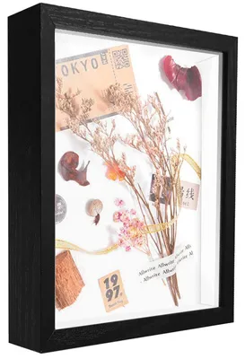 Image de Cadre photo 3D de 15 x 20 cm, noir, pour encadrer des souvenirs. Cadre profond pour objets