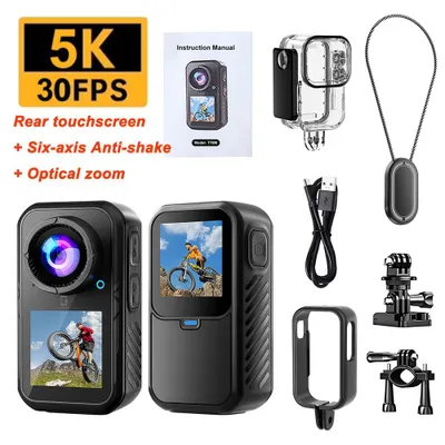 Produktbild von 5K-Daumen-Actionkamera, 4K, 60 fps, WLAN, 6-Achsen-Bildstabilisierung, Touchscreen, Sportkamera, magnetisch, für Motorrad und Fahrrad