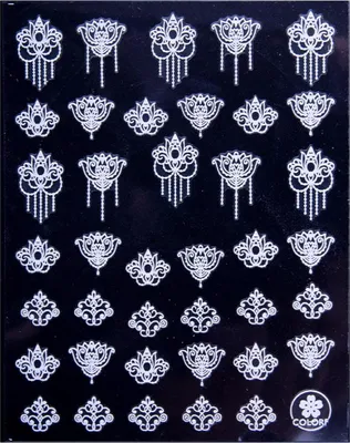 Image de Sticker à ongles mince autocollant motif ornements CB-174 blanc