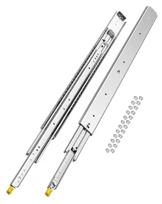 Zdjęcie produktu dla VEVOR 1 para prowadnic do szuflad z pełnym wysuwem, 1016 mm, udźwig 226 kg, prowadnice do szuflad, konstrukcja z podwójnym blokowaniem, prowadnice teleskopowe montowane z boku do półek, szafek, szuflad przemysłowych