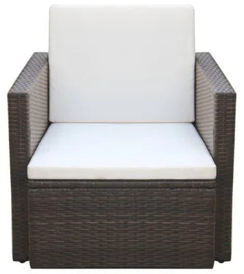 Produktbild von vidaXL Gartenstuhl mit Polstern und Kissen Poly Rattan Braun
