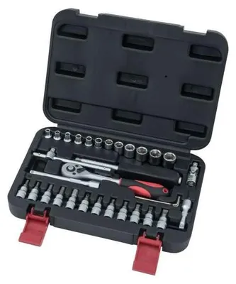 Dopsleutelset 1/4", 33-tlg., Chrom-Vanadium-Stahl