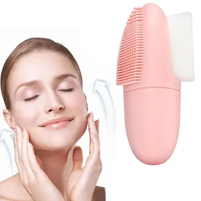 Produktbild von Silikon-Gesichtsbürste - Gesichtsreinigungsbürste - Gesichtspeeling - Gesichtsmassage - Gesichtspflege - Porenreinigung - Tiefenreinigung - Rosa