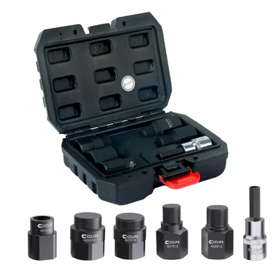 Produktbild von Einspritzdüsen Ausbau Set 6-TLG – Injektor Auszieher Werkzeug für Diesel Motoren, Injector Removal Tool Kit mit M14 M17 M20 M25 M27 Gewinde