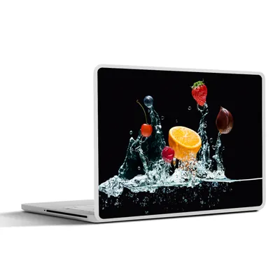 Produktbild von MuchoWow® Laptop Aufkleber Sticker Cover Wasser - Obst - Orange - Erdbeere - Kirsche - Schwarz 31x22.5 cm - Laptop-Deko