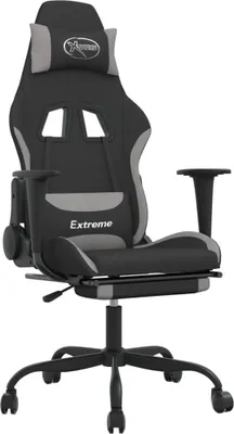 Produktbild von vidaXL Gaming-Stuhl mit Massage & Fußstütze Schwarz und Hellgrau Stoff
