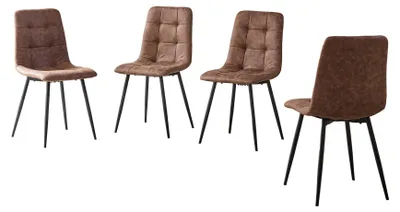 Obrázek produktu pro Jídelní židle – Sada 4 kusů – Design v retro stylu – Látka odolná proti skvrnám