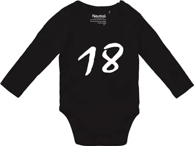 Produktbild von Huuraa Baby Body 18 Geburtstag 74 Black  Baumwolle Fairtrade Langarmbody Geschenkidee