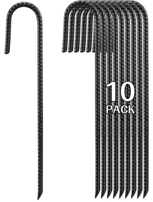 Immagine prodotto di Set di 10 picchetti a forma di J, lunghezza 40 cm, per l'ancoraggio al terreno