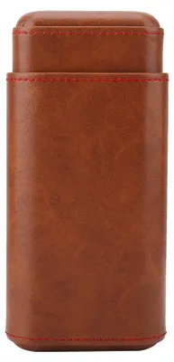 Image de Mini-humidor portable en bois avec 3 tubes, étui à cigarettes en cuir, boîte de rangement