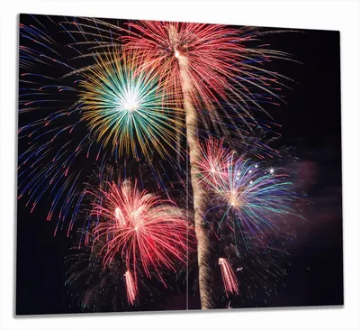 Produktbild von Wallario Herdabdeckplatte aus Glas, Größe 60 x 52 cm 2-teilig, Motiv Feuerwerk bei Nacht