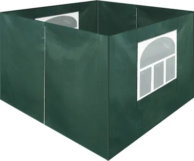 Image de CLIPOP 4 panneaux latéraux pour pavillon 2x2 m, 2 panneaux latéraux avec fermeture éclair, 2 avec fenêtres, vert