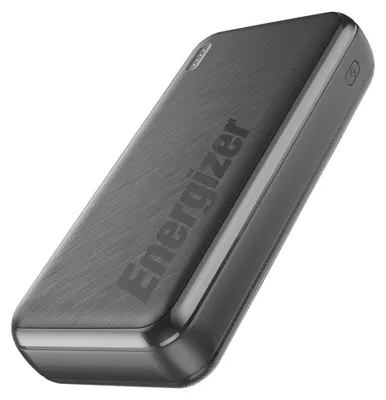 A gray Energizer power bank is shown against a white background.