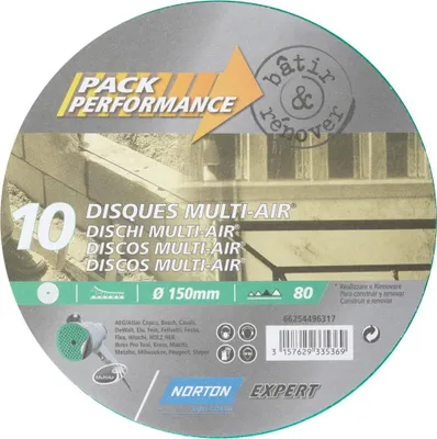Image de Lot De 10 Disques Abrasifs Norton, 150 Mm, Grains 80
