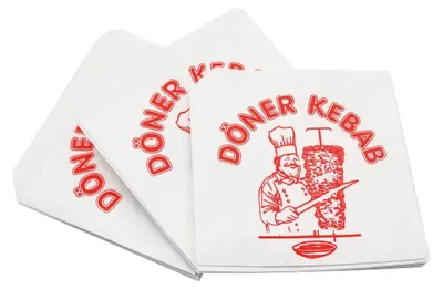 Produktbild von 1000 Stück Dönertüte Kebabtüte Dönertasche (Weiß mit Motiv / 16x16 cm)