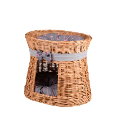 Produktbild von Ovale Katzenhütte in Naturfarbe / Katzenkorb / Katzenturm 50X40 H45 CM