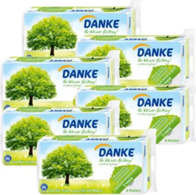 Produktbild von Danke Toilettenpapier 8x 150 Blatt,  3-lagig - 6er Pack