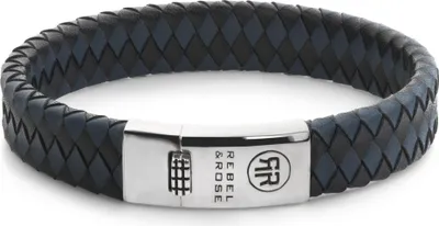 Produktbild von Rebel & Rose RR-L0177-S-L Armband Braided Flat 925 Black & Blue