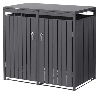 Produktbild von ML-Design Mülltonnenbox 2er für 2 Tonnen, 240L 132x80x120 cm Anthrazit, Stahl, wetterfest/abschließbar