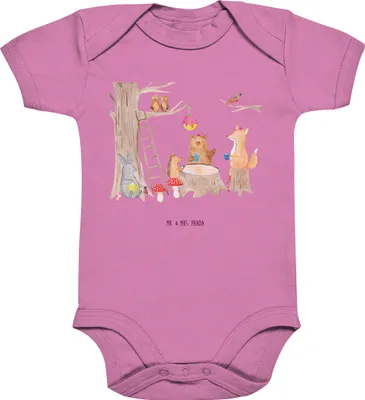 Produktbild von Mr. & Mrs. Panda Strampler Baby Waldtiere Picknick 6. - 12. Monat - Bubble Gum Pink - Geschenk, Maus, Einteiler, Igel, Eichhörnchen, babykleidung body, Fuchs, overall