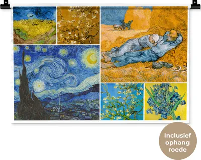 Produktbild von MuchoWow® Wandteppich Wandbehang Van Gogh - Collage - Alte Meister 60x40 cm Tapisserie Dekoration Wandtuch - Wanddekorationen