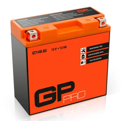 Produktbild von GP-PRO Gel-Batterie 12V 12Ah GT14B-BS Motorradbatterie, wartungsfrei versiegelt vorgeladen kompatibel mit YT14B-BS / YT14B-4