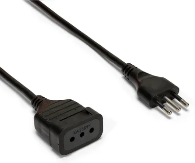 Produktbild von Verlängerungskabel, 3 m, Stecker und Buchse, 10a, Kabel: 3g0,75mm², schwarz
